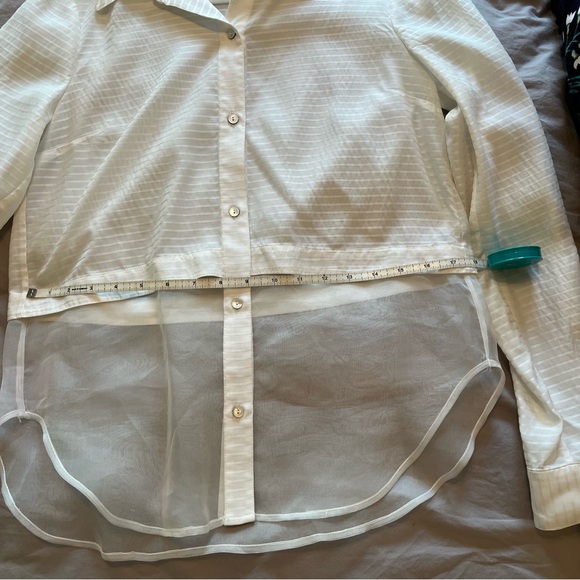 Elizabeth and James half sheer white button up collared shirt - Picture 5 of 11